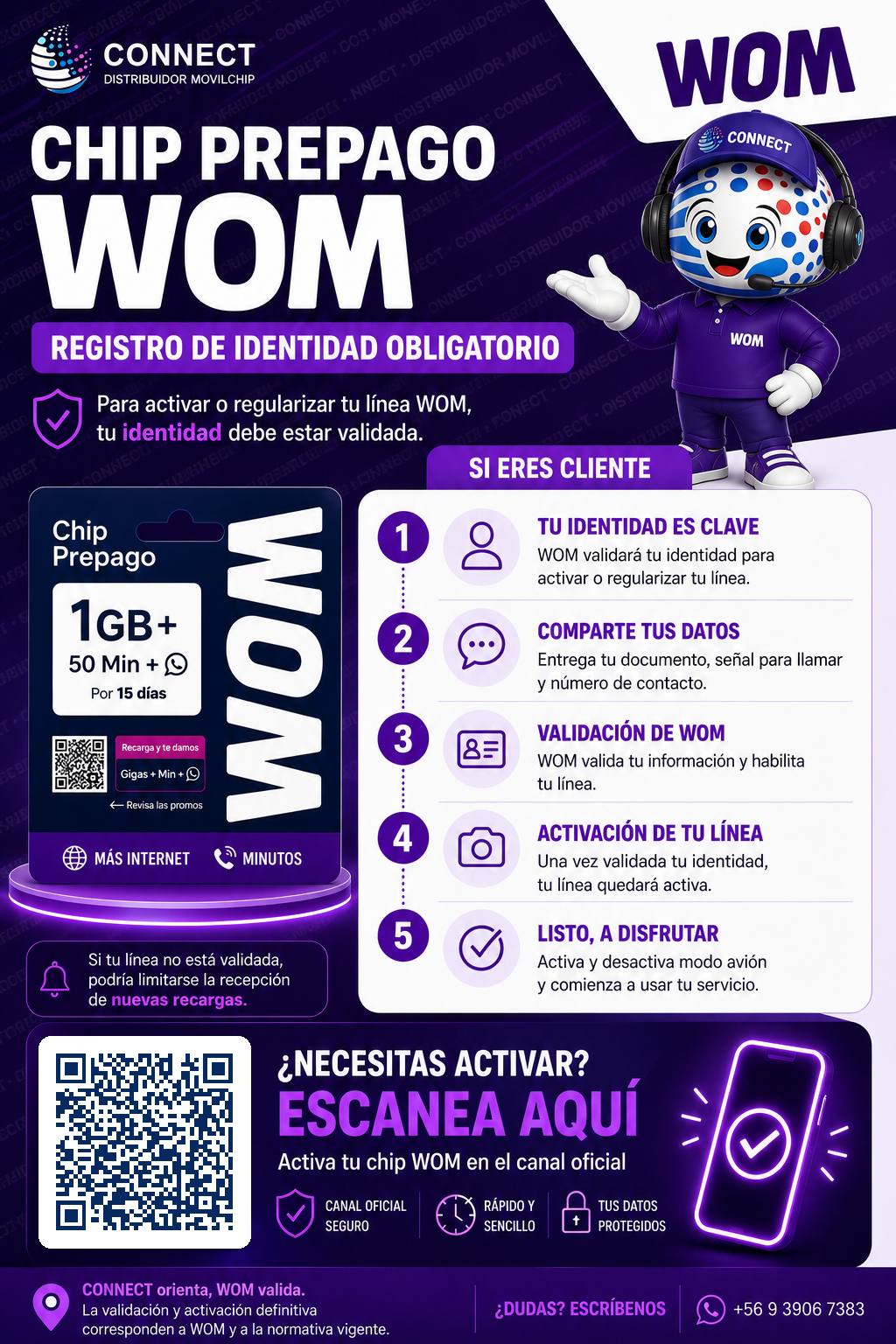 Vista previa de instrucciones WOM para clientes
