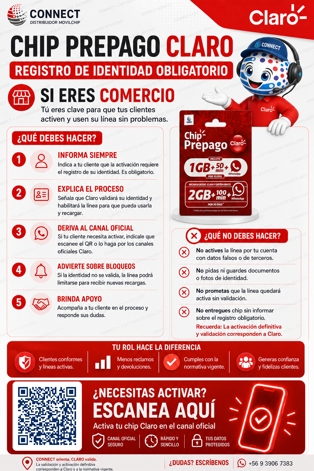 Vista previa de instrucciones Claro para comercios