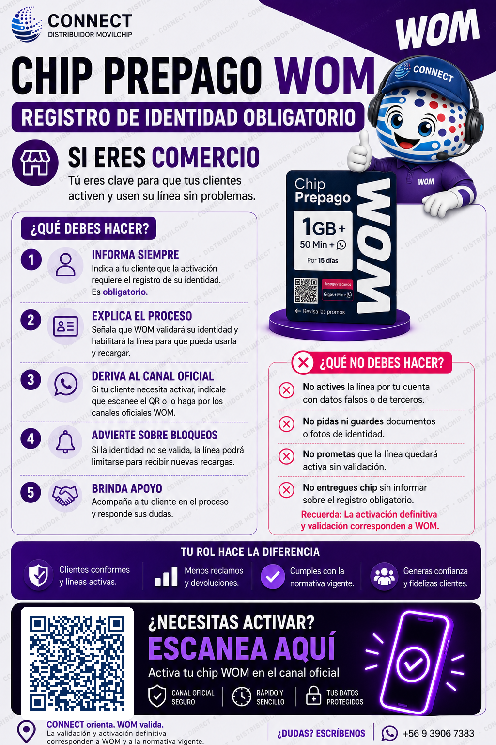 Vista previa de instrucciones WOM para comercios