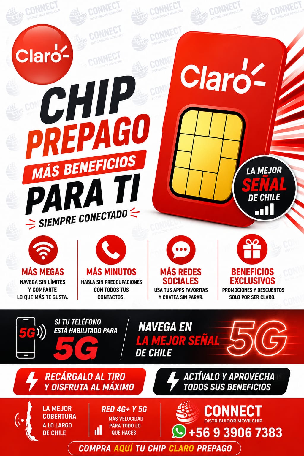 Flyer chip prepago Claro Connect