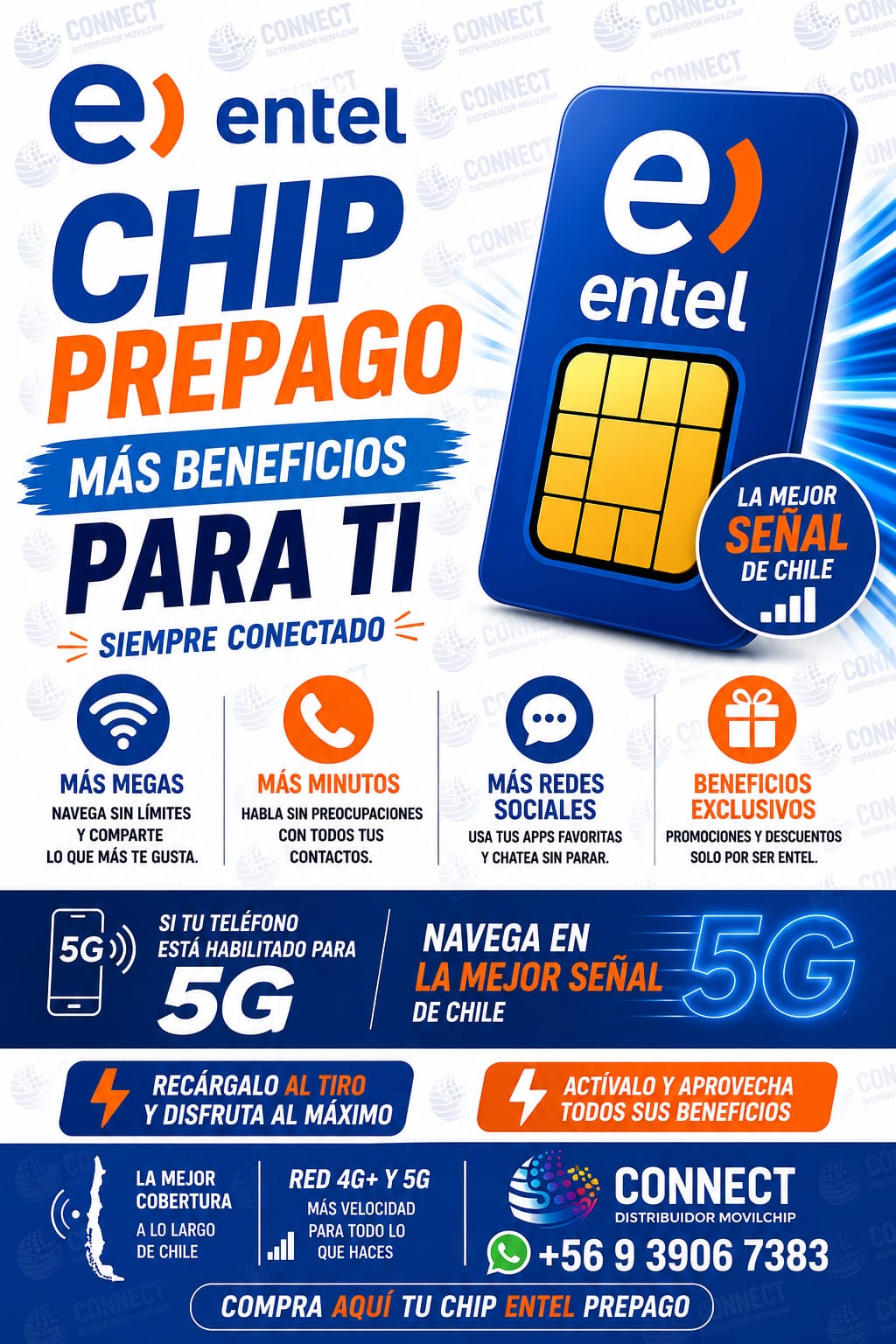 Flyer chip prepago Entel Connect