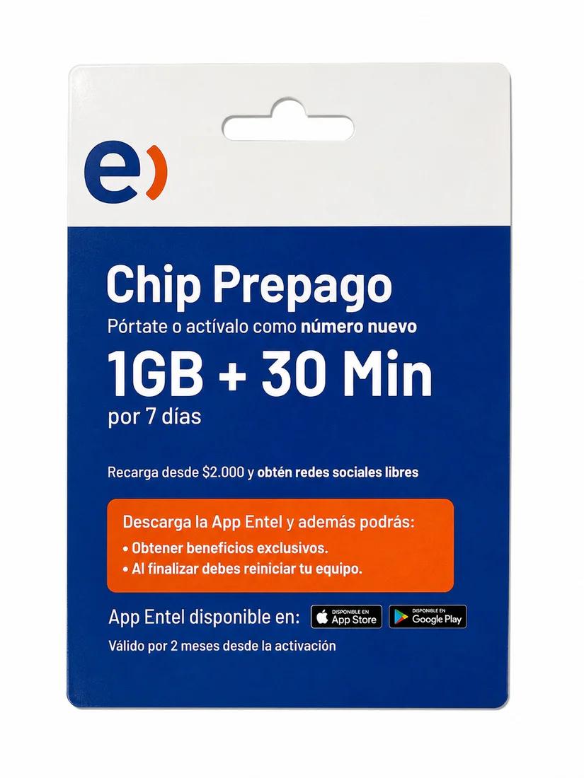Presentación real de Chip Prepago Entel