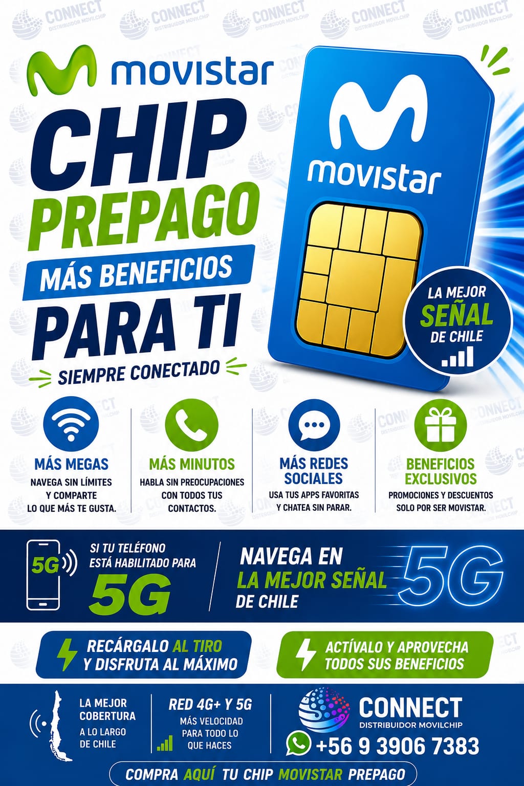 Flyer chip prepago Movistar Connect