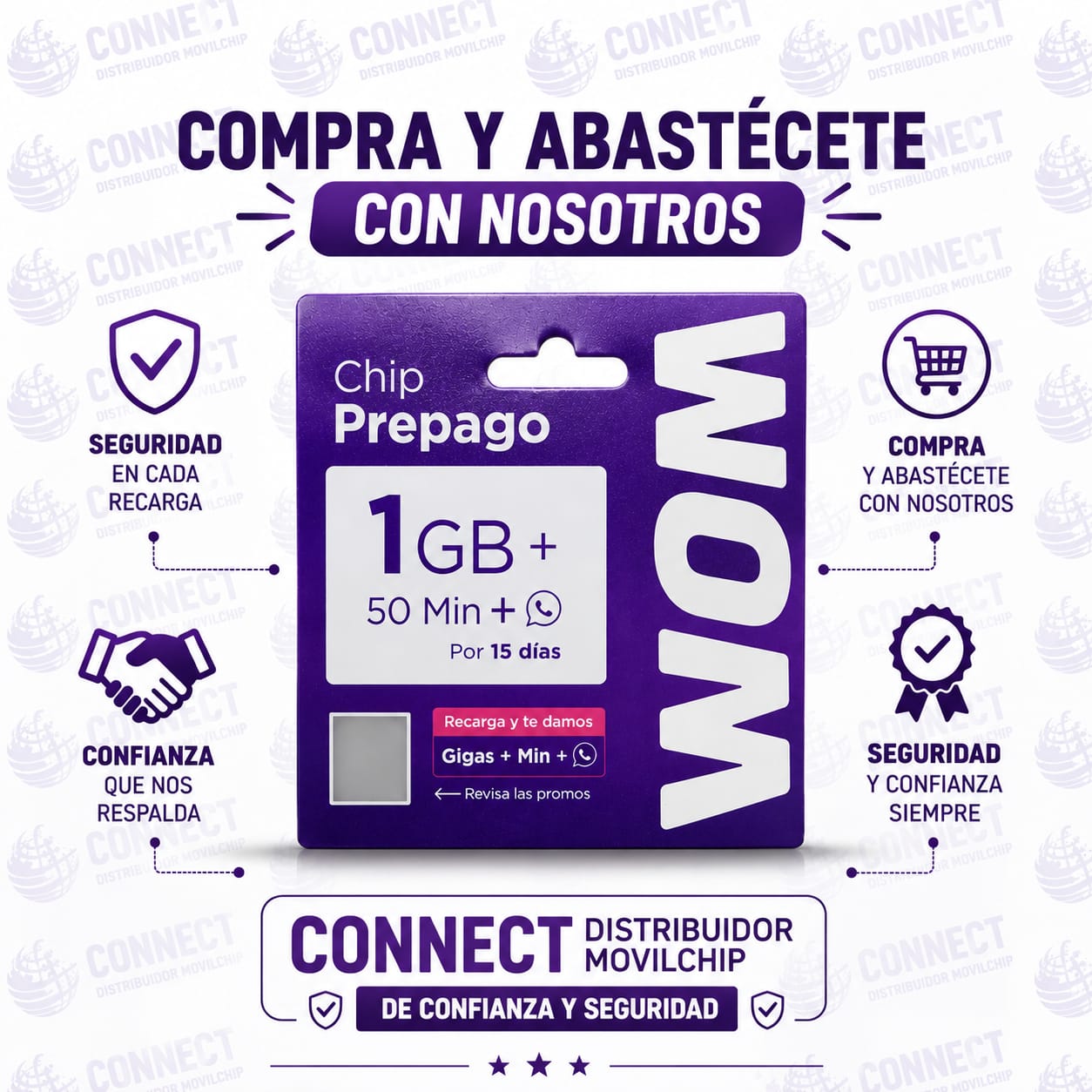 Flyer chip prepago WOM Connect