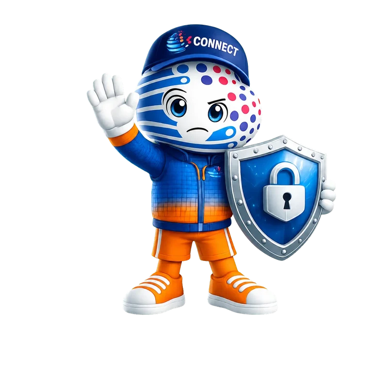 Mascota oficial de CONNECTIO explicando la acreditación segura del saldo