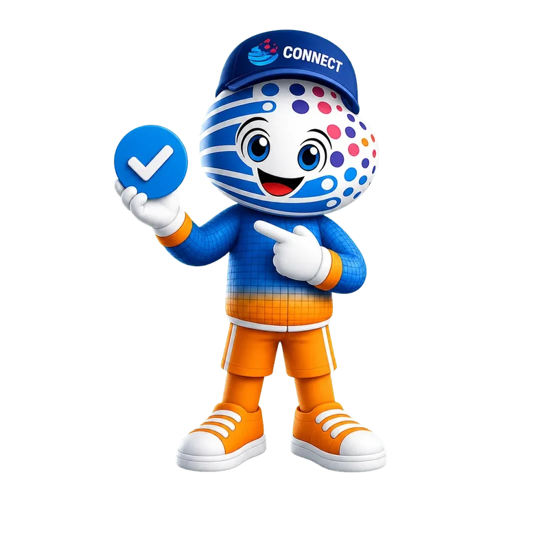 Mascota oficial CONNECTIO acompañando una gestión en AppVende