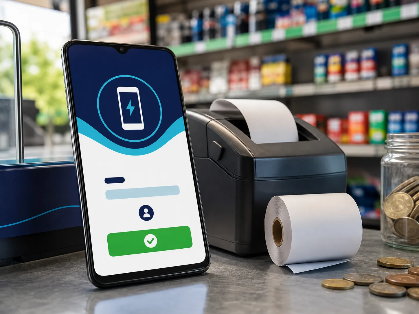 Recarga telefónica electrónica referencial en comercio