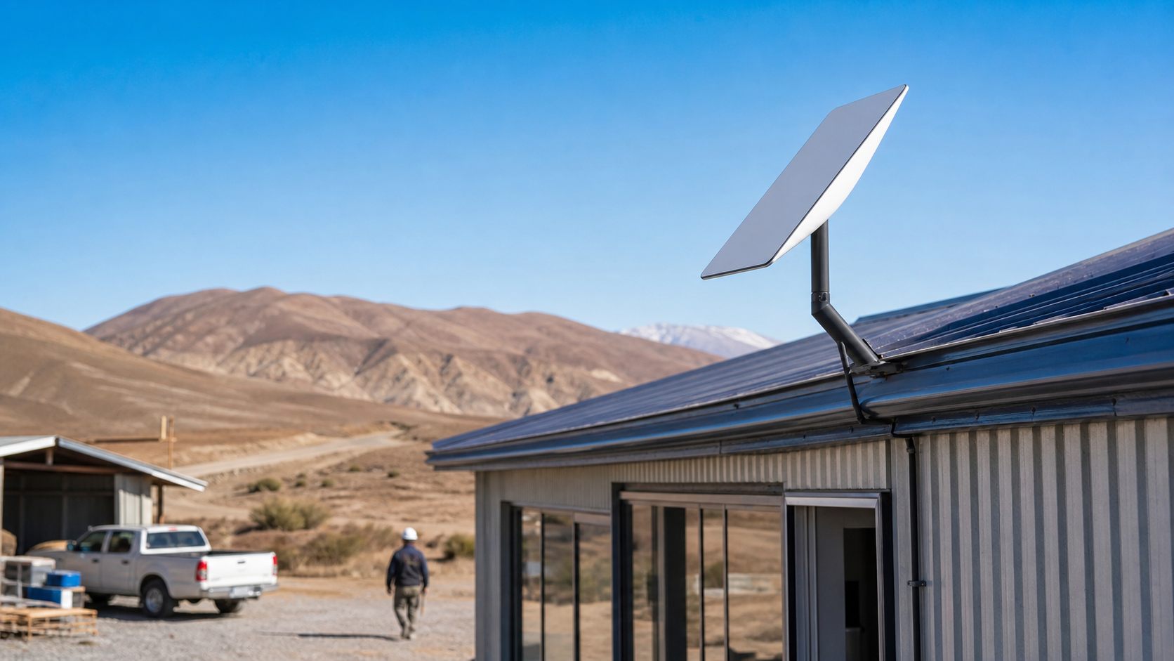 Imagen referencial de instalación de conectividad satelital en una zona remota del norte de Chile