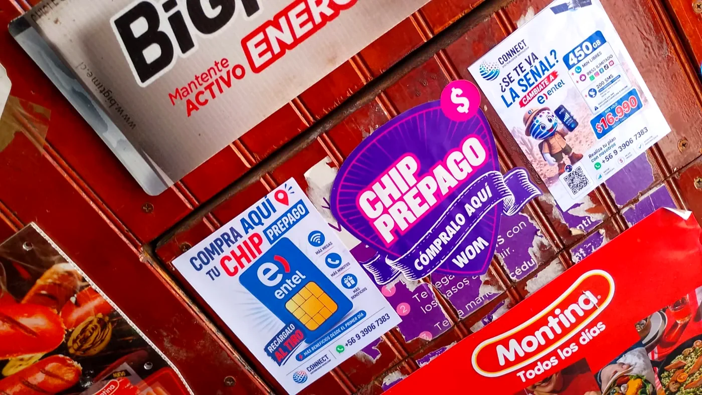 Chips disponibles en un punto de venta real