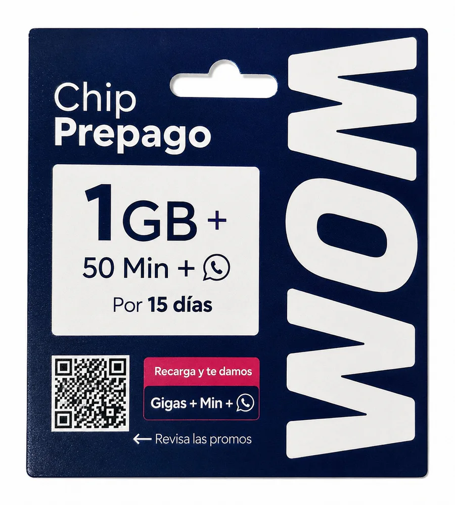 Envase referencial de Chip Prepago WOM
